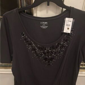 Lane Bryant Black Embellished Tee